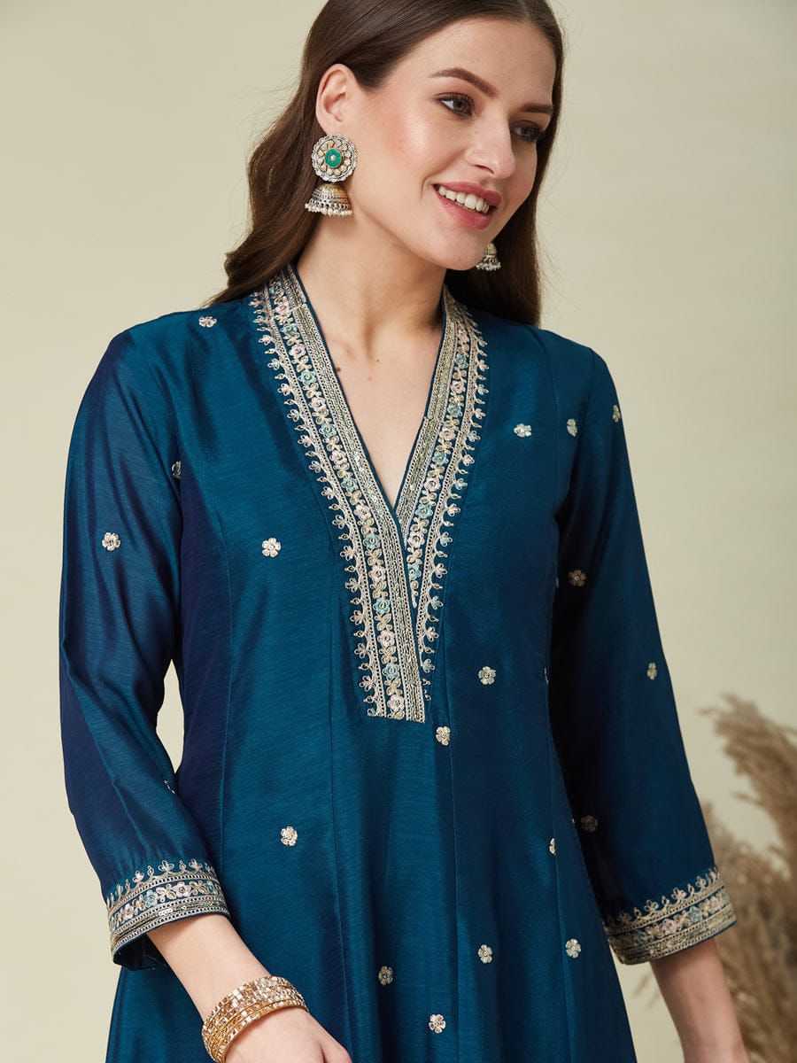 Vichitra Silk Anarkali Kurti