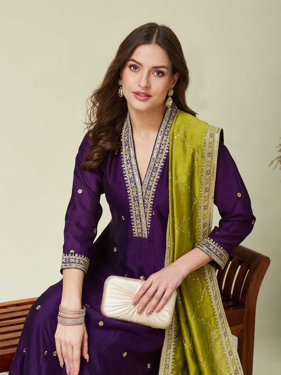 Vichitra Silk Anarkali Kurti