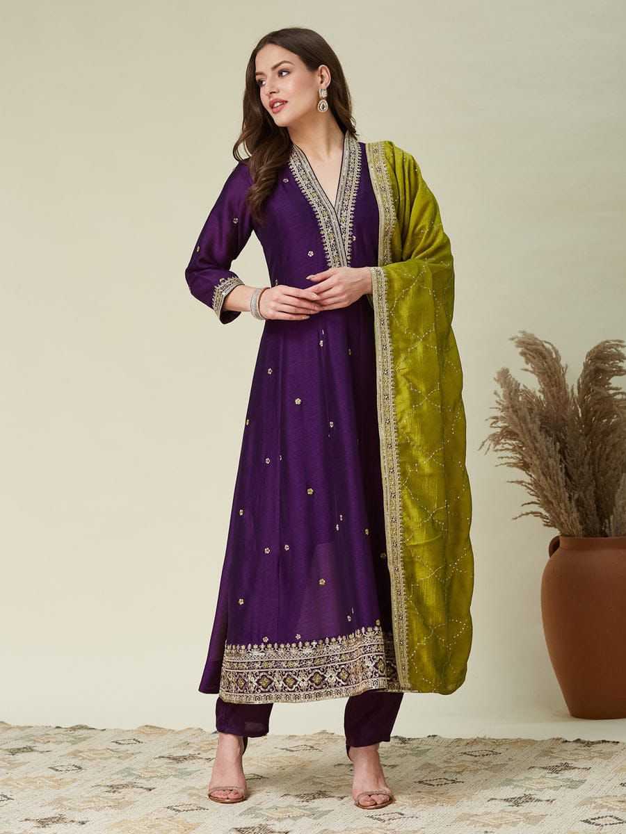 Vichitra Silk Anarkali Kurti