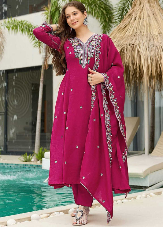 Vichitra Silk Embroidery Suit