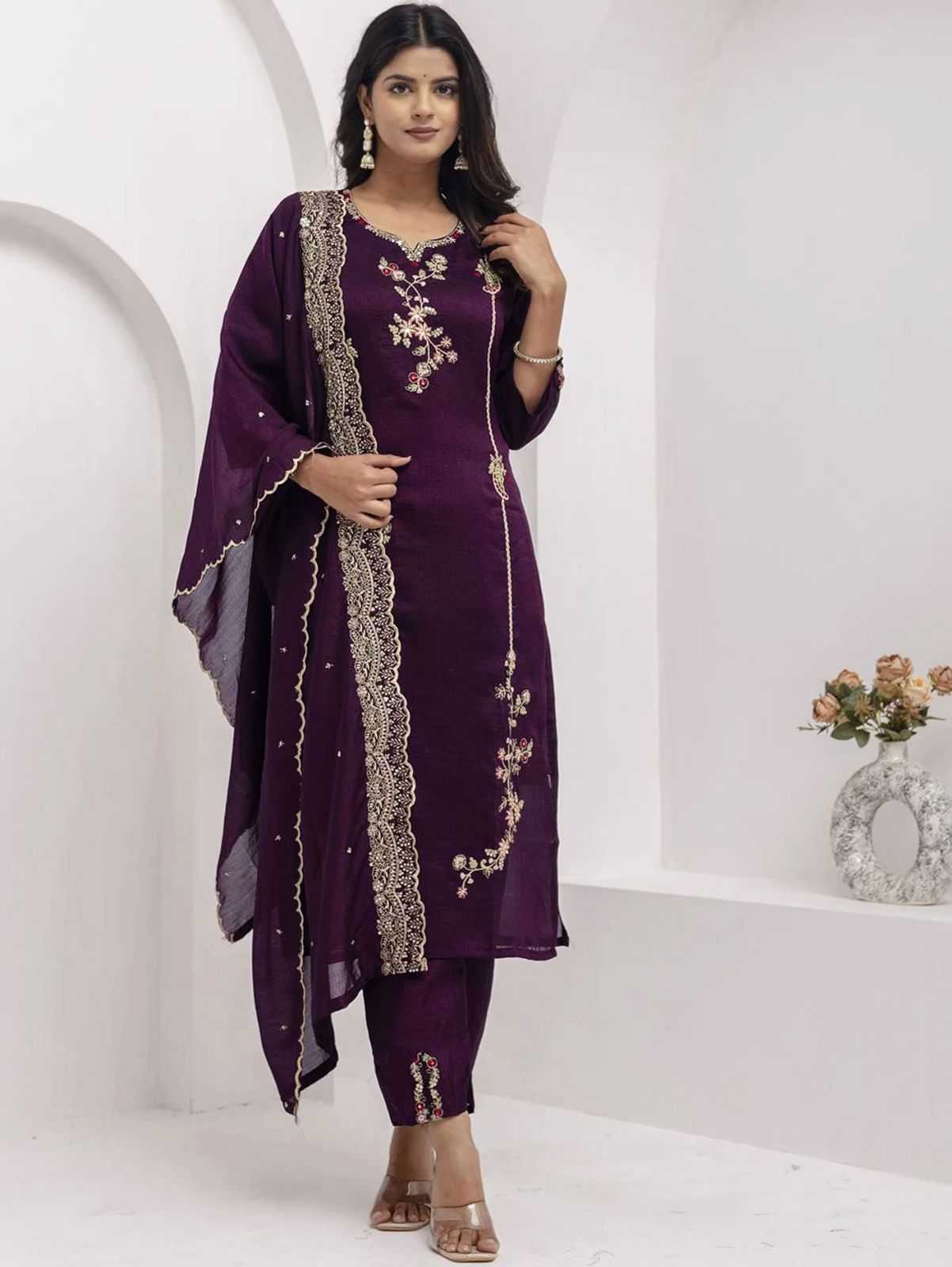 Vichitra Silk Designer Kurti