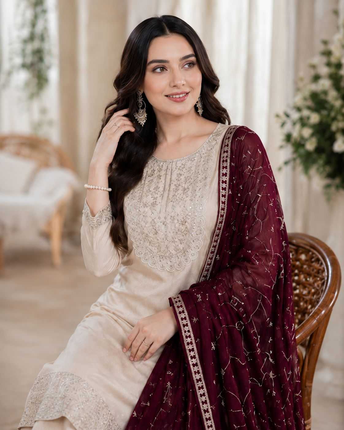 Heavy Roman Silk Designer Kurti