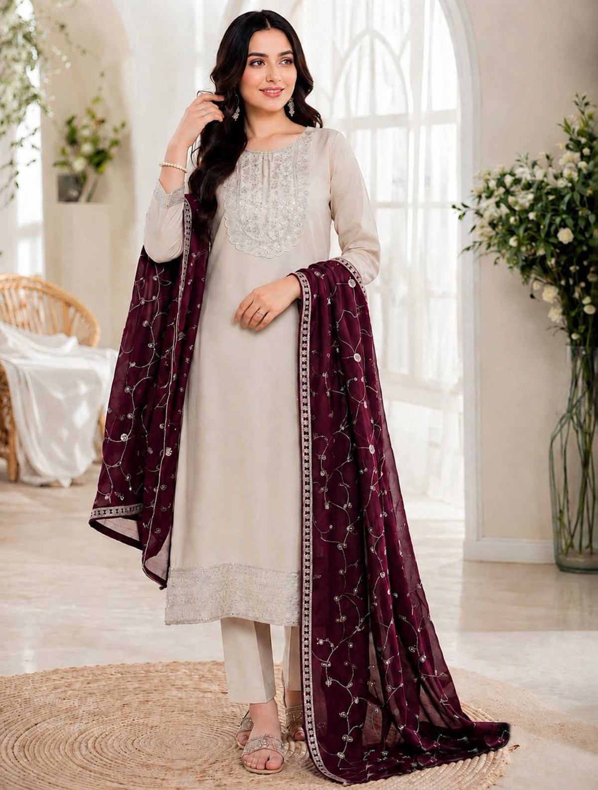 Heavy Roman Silk Designer Kurti