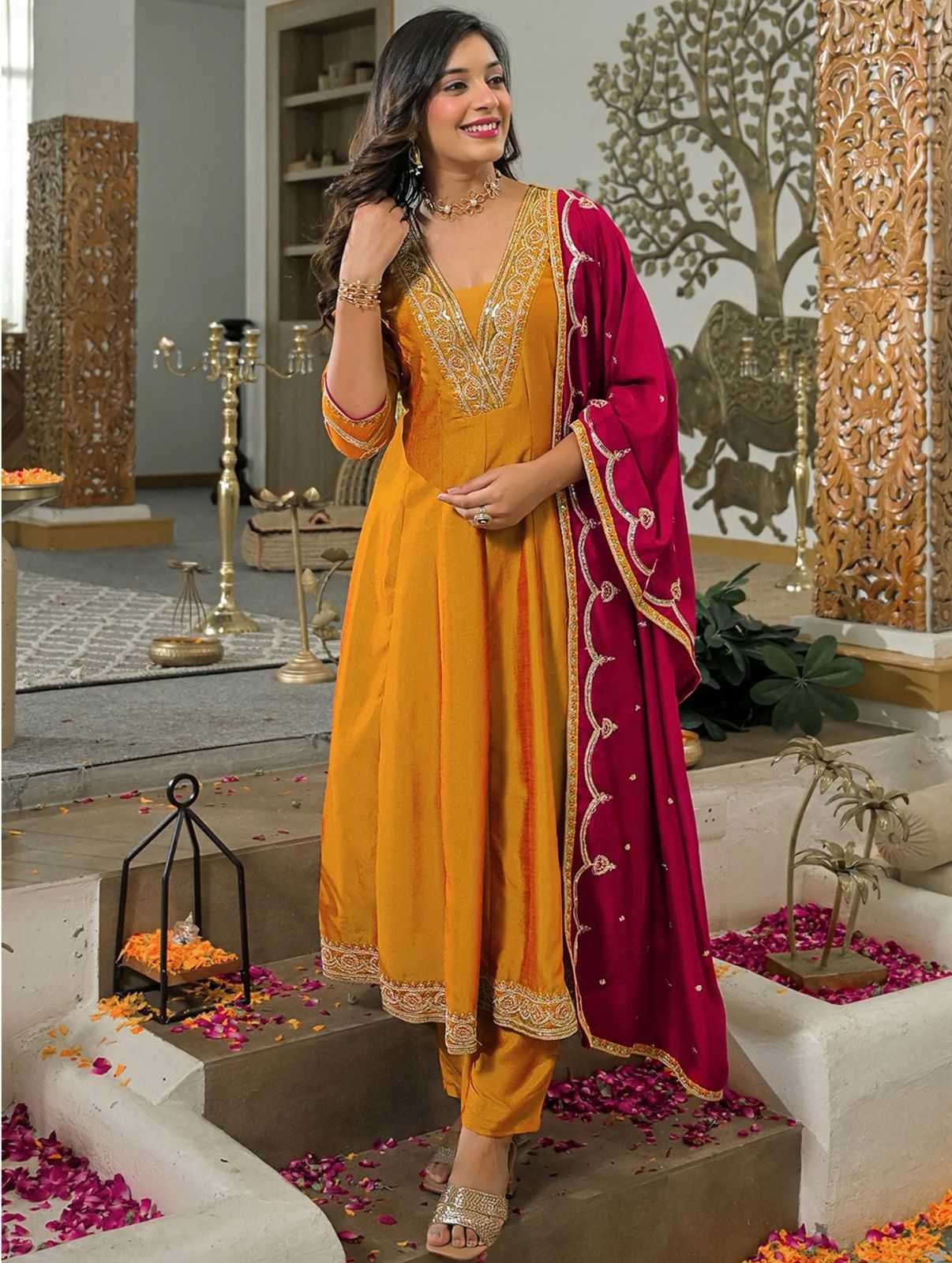 Vichitra Silk Designer Kurti