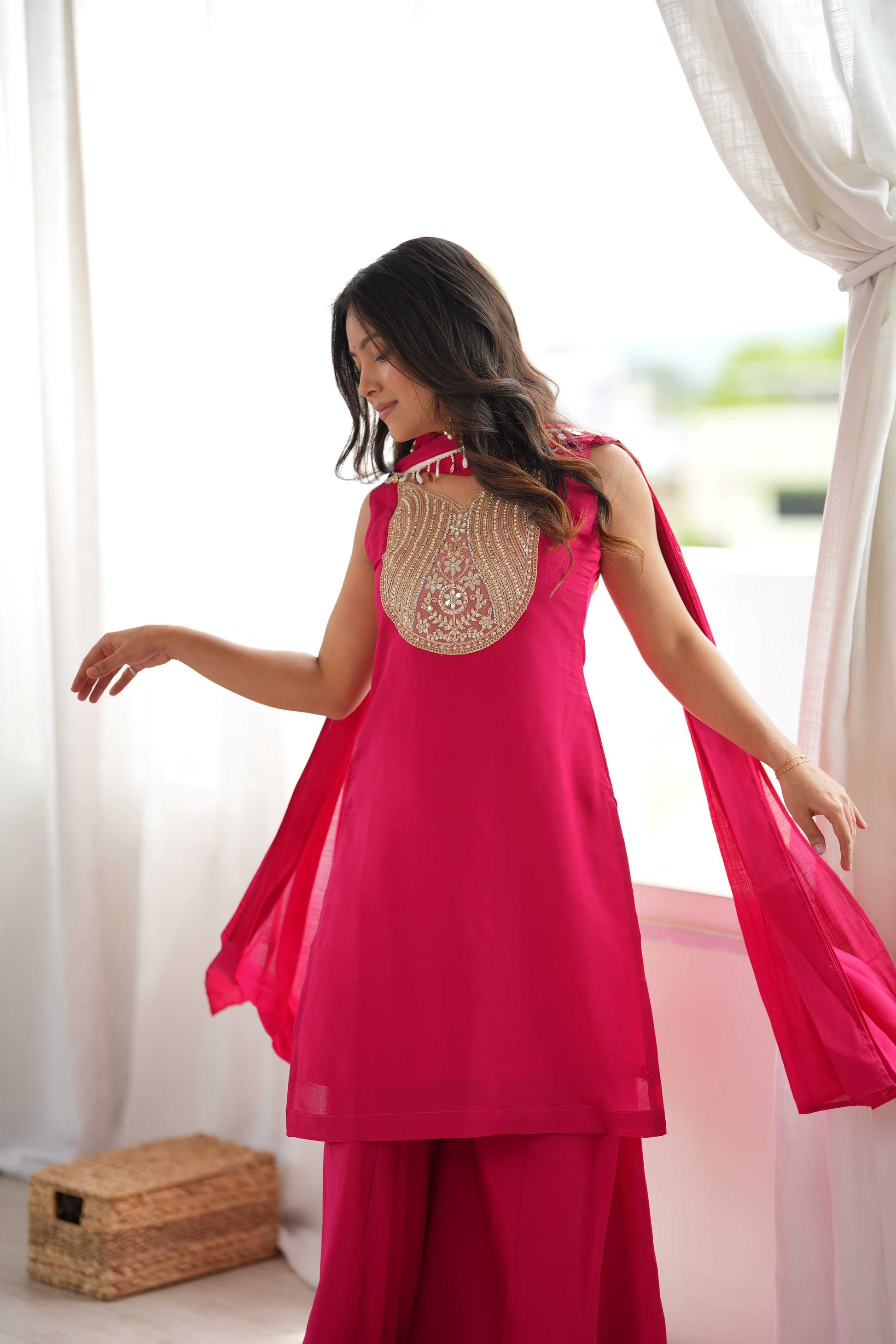 Heavy Roman Silk Designer Kurti