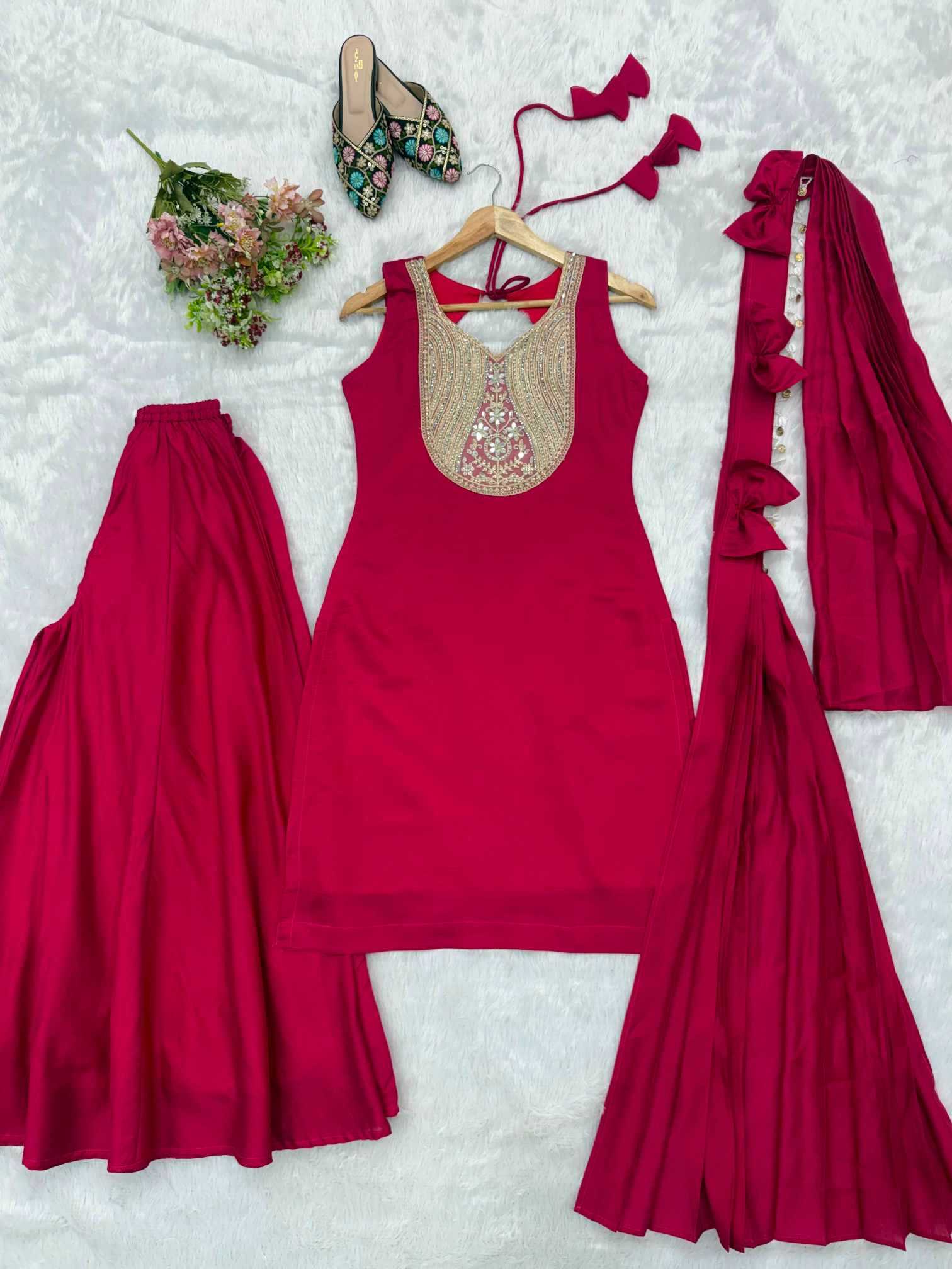 Heavy Roman Silk Designer Kurti