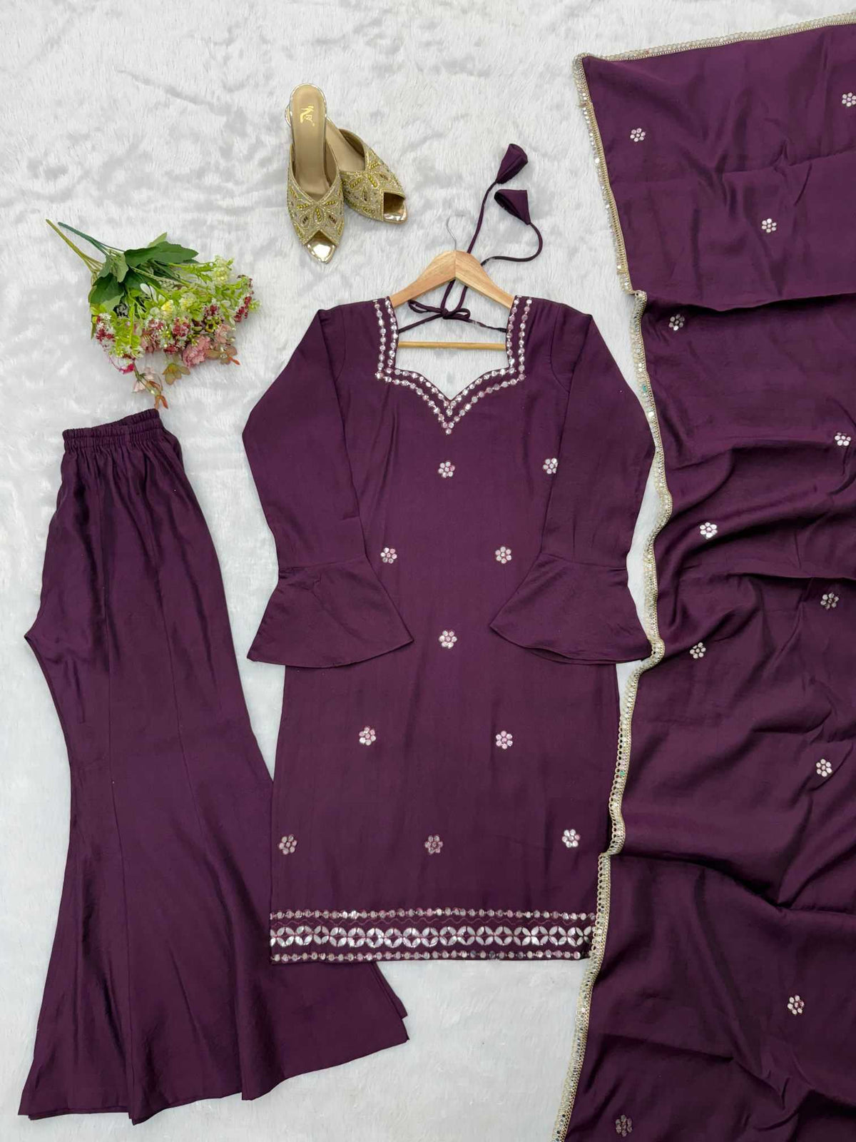 Premium Roman Silk Printed Suit