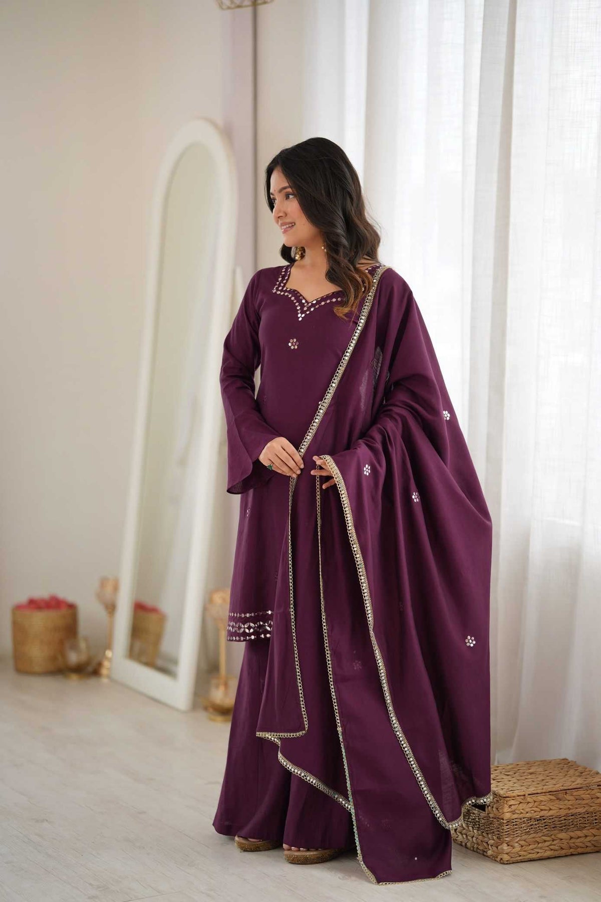 Premium Roman Silk Printed Suit
