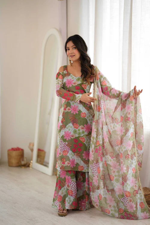 Tabby Silk Organza Ladies Suit