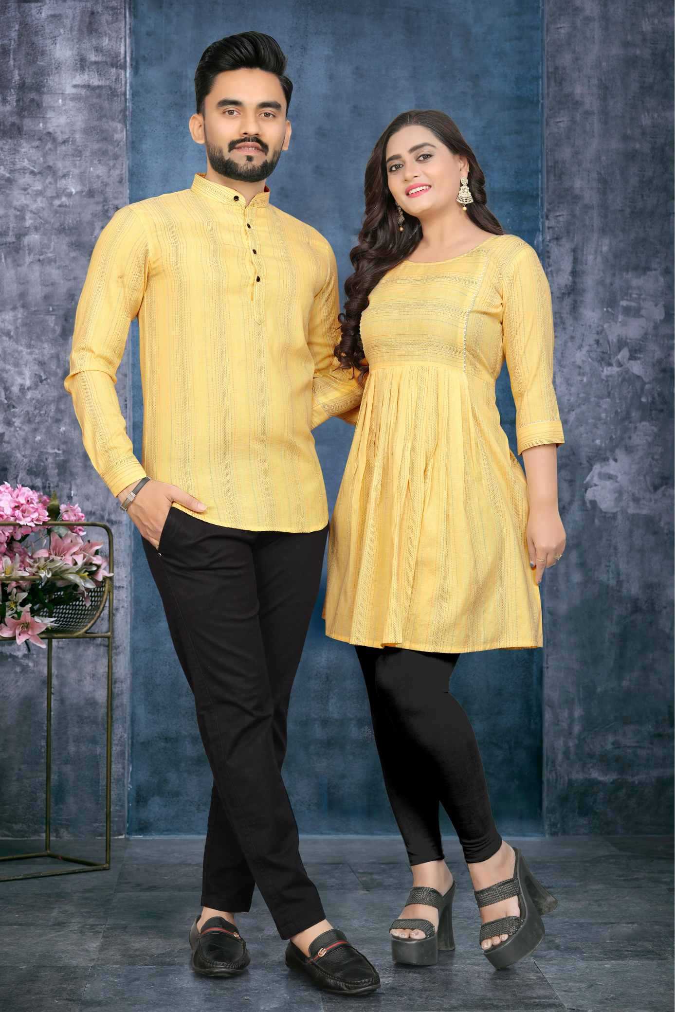 Cotton Couple Matching Ethnic Outfits