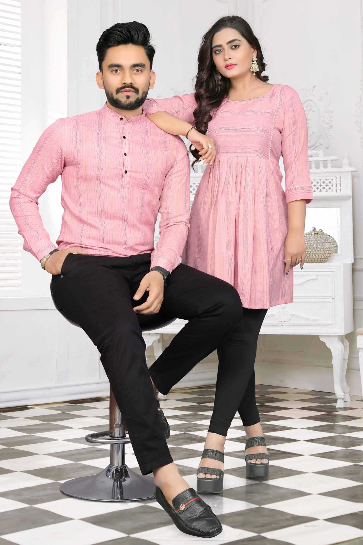 Cotton Couple Matching Ethnic Outfits