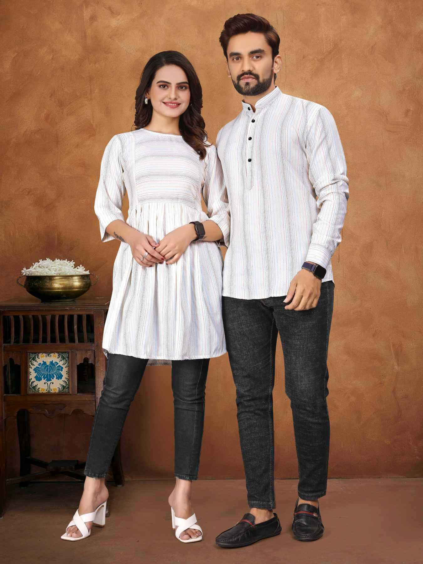 Cotton Couple Matching Ethnic Outfits