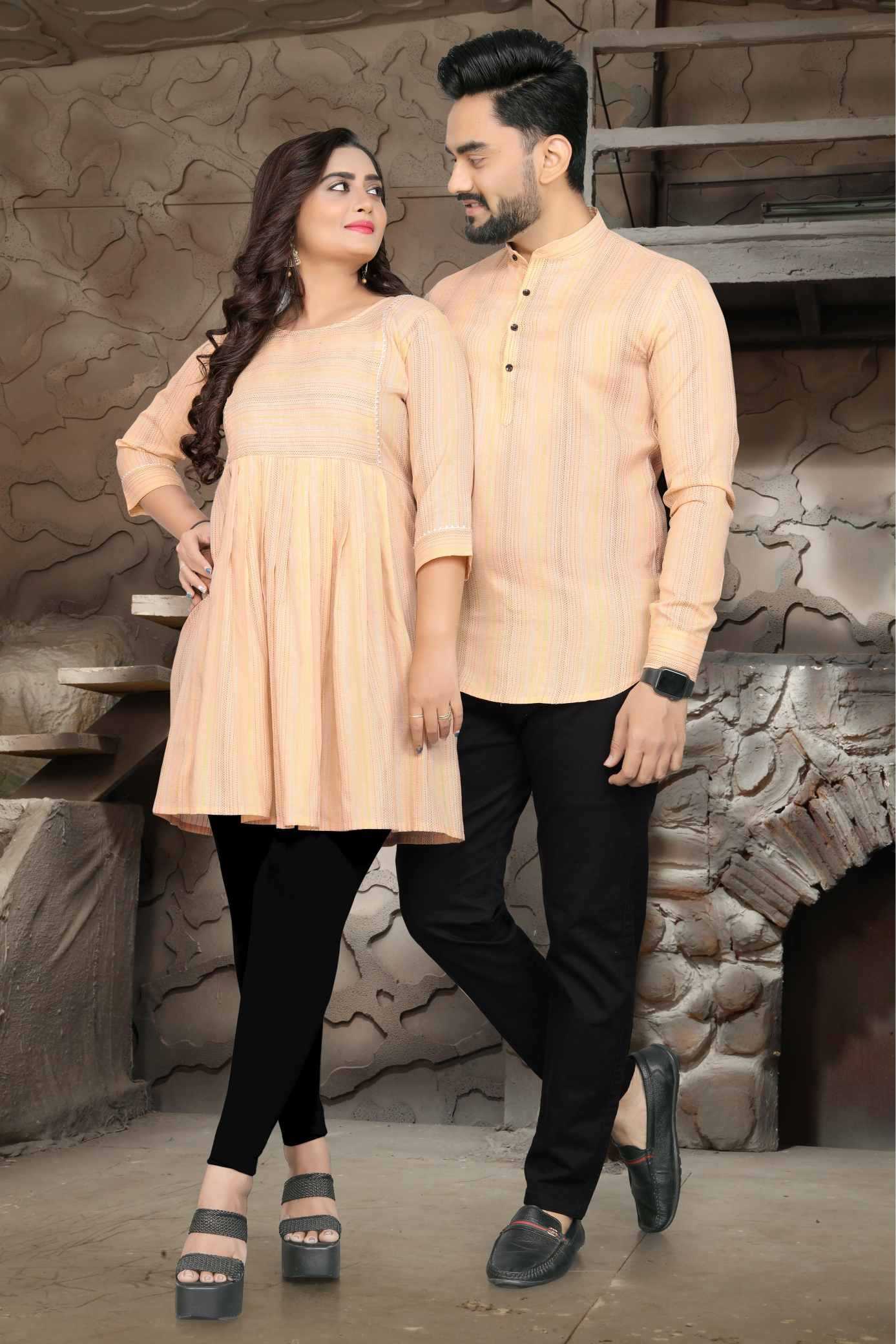 Cotton Couple Matching Ethnic Outfits