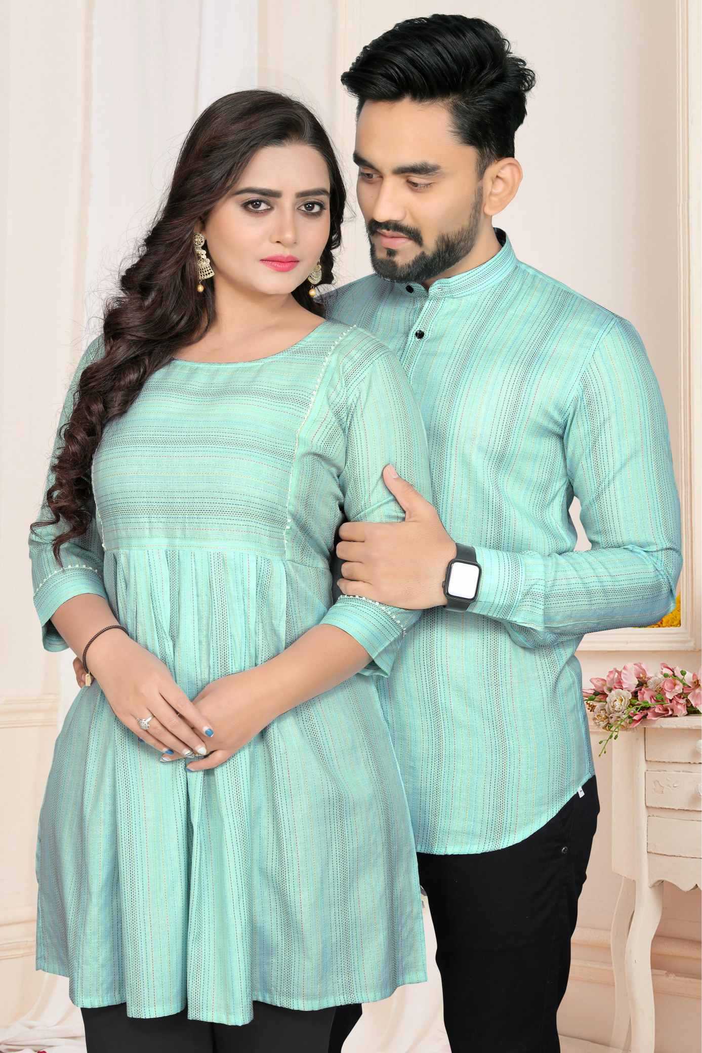 Cotton Couple Matching Ethnic Outfits
