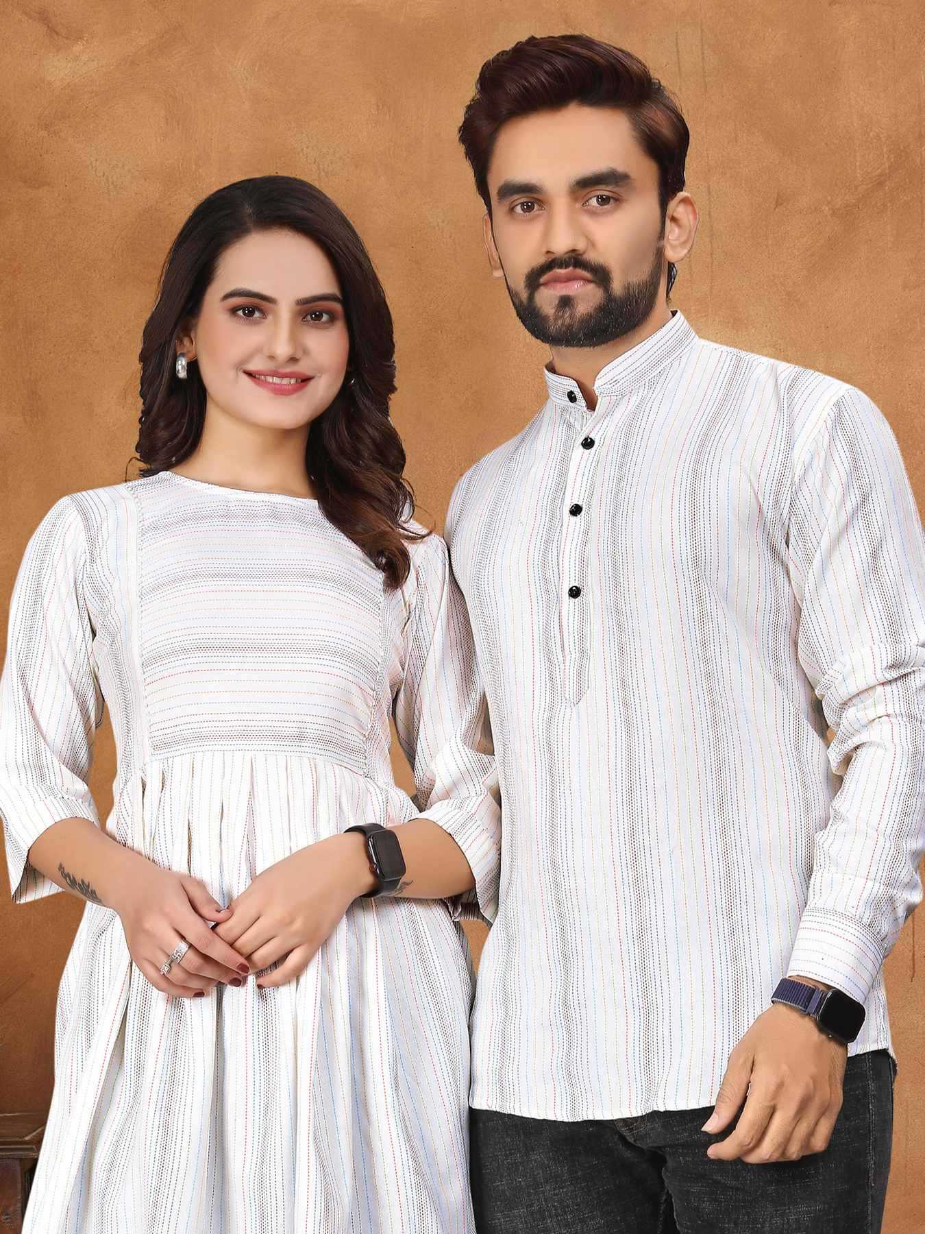Cotton Couple Matching Ethnic Outfits