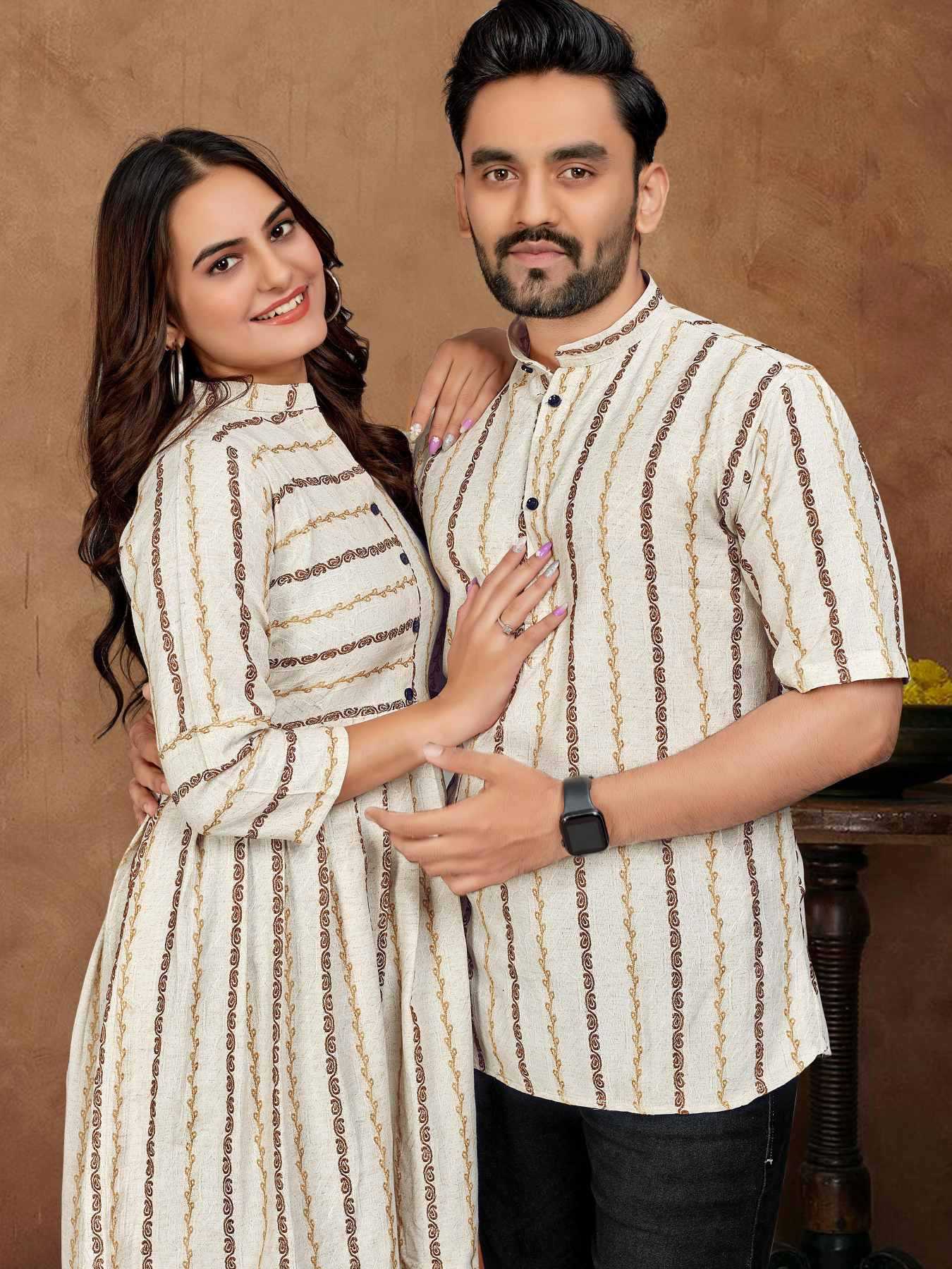 Cotton Couple Matching Ethnic Outfits