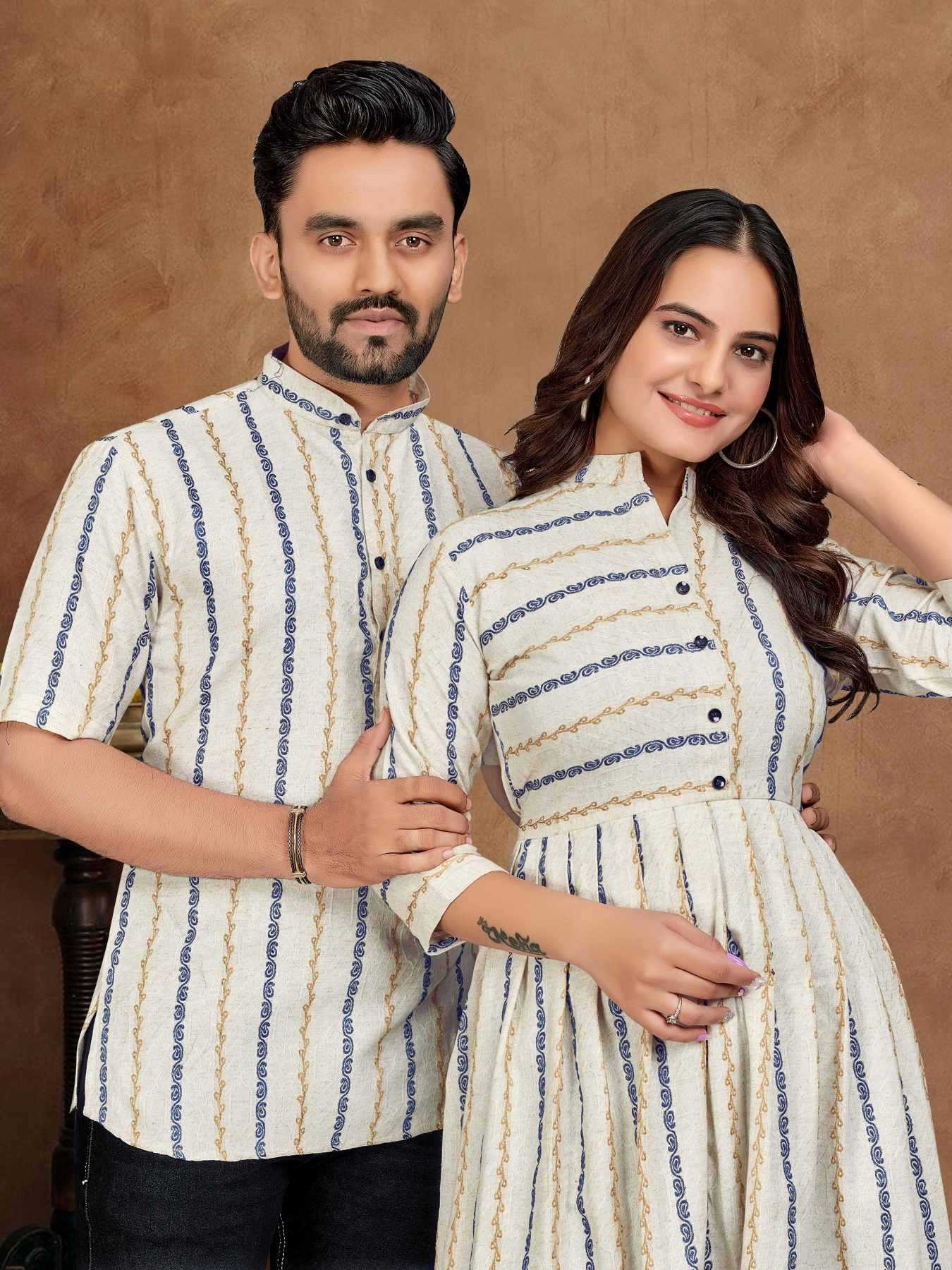 Cotton Couple Matching Ethnic Outfits