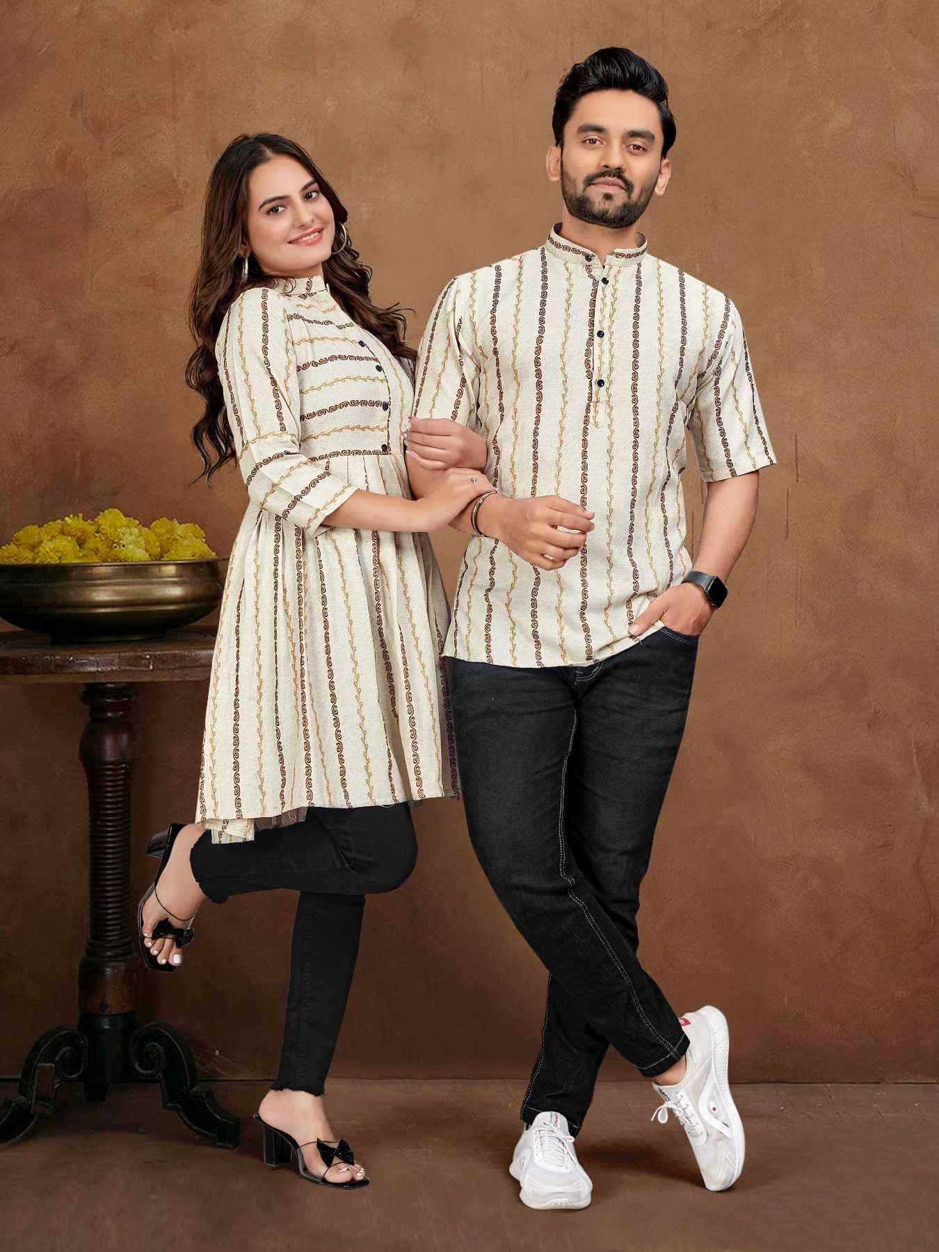 Cotton Couple Matching Ethnic Outfits