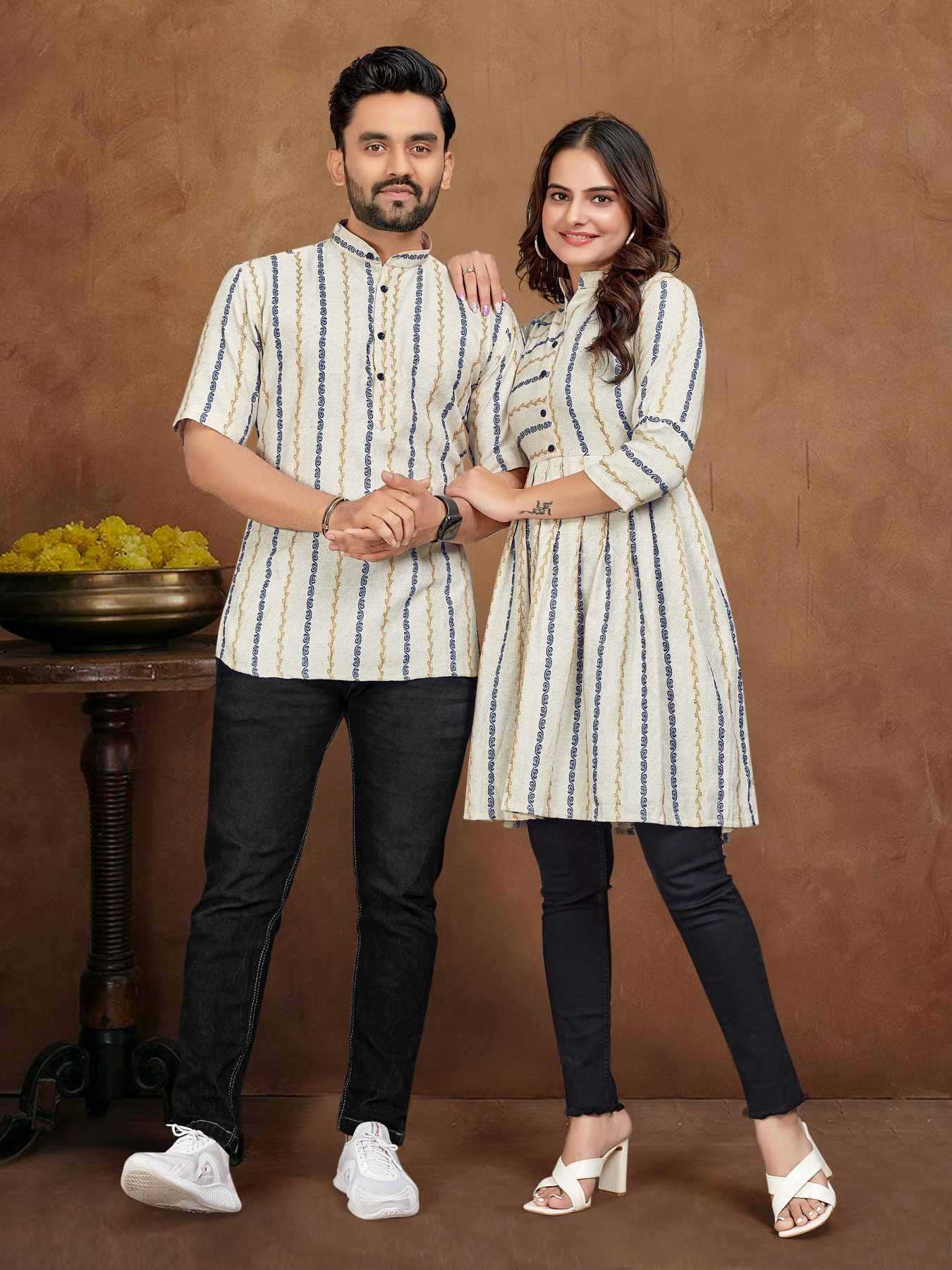 Cotton Couple Matching Ethnic Outfits