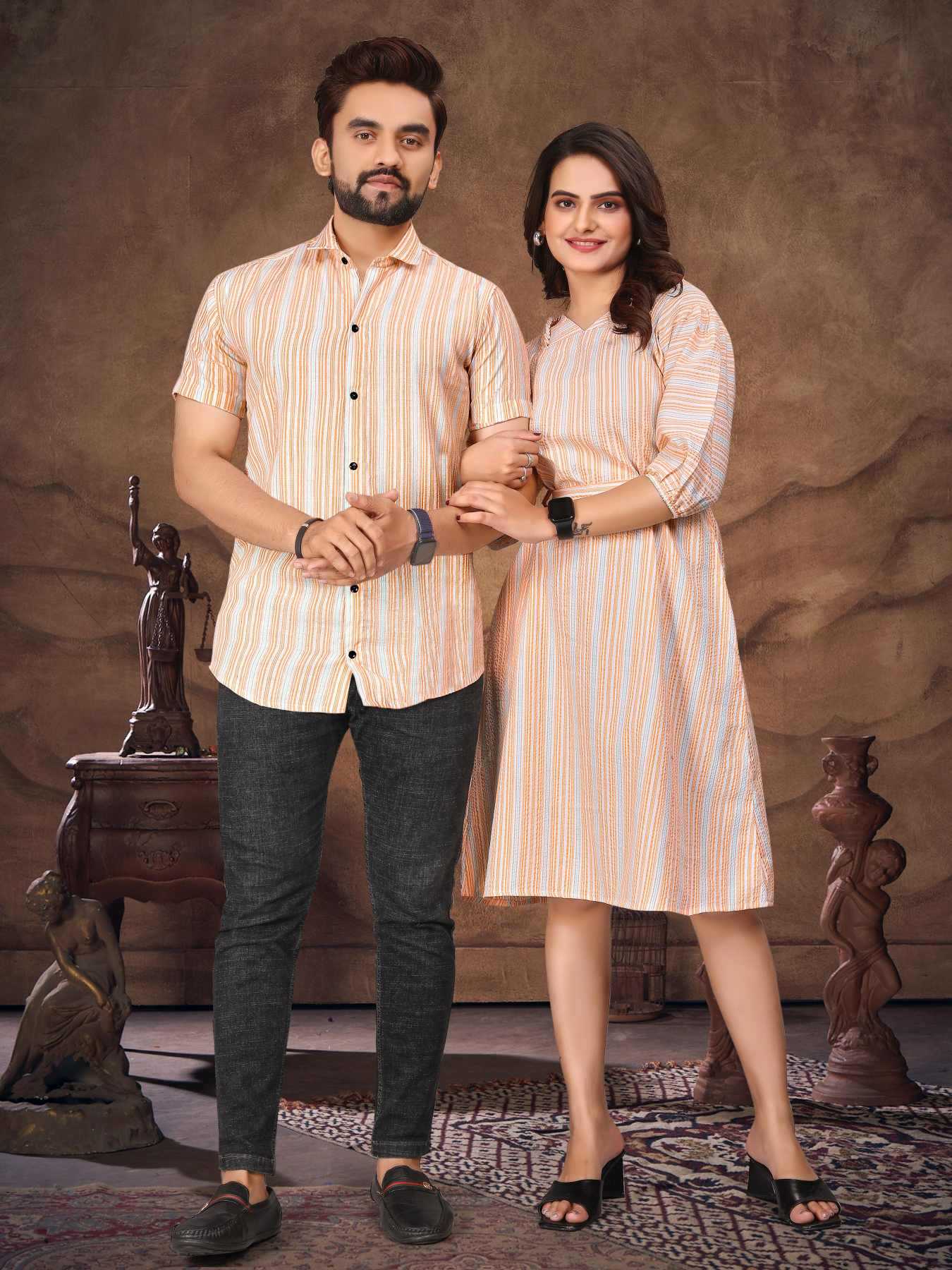 Cotton Couple Matching Ethnic Outfits
