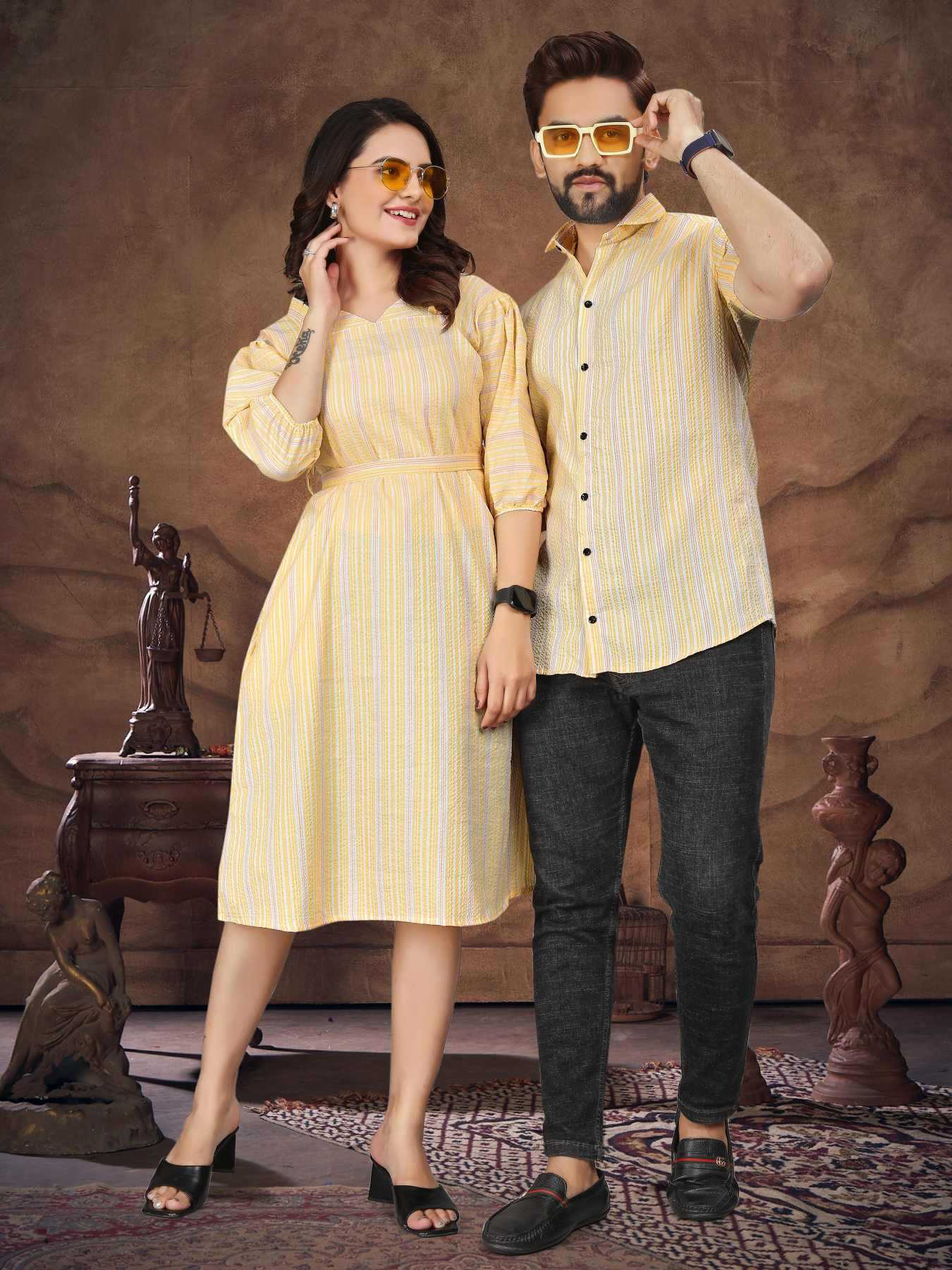 Cotton Couple Matching Ethnic Outfits