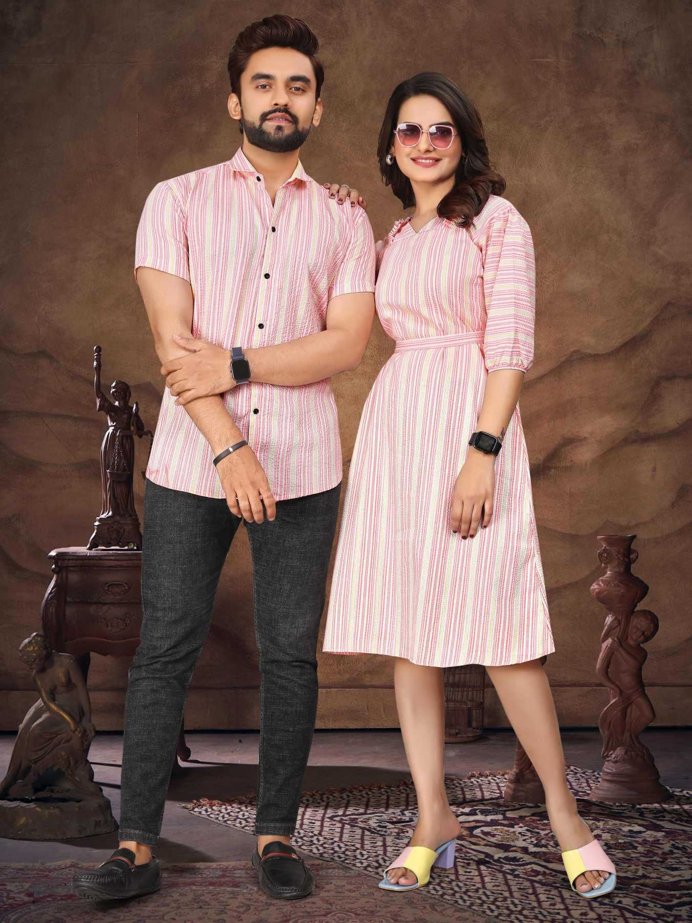 Cotton Couple Matching Ethnic Outfits