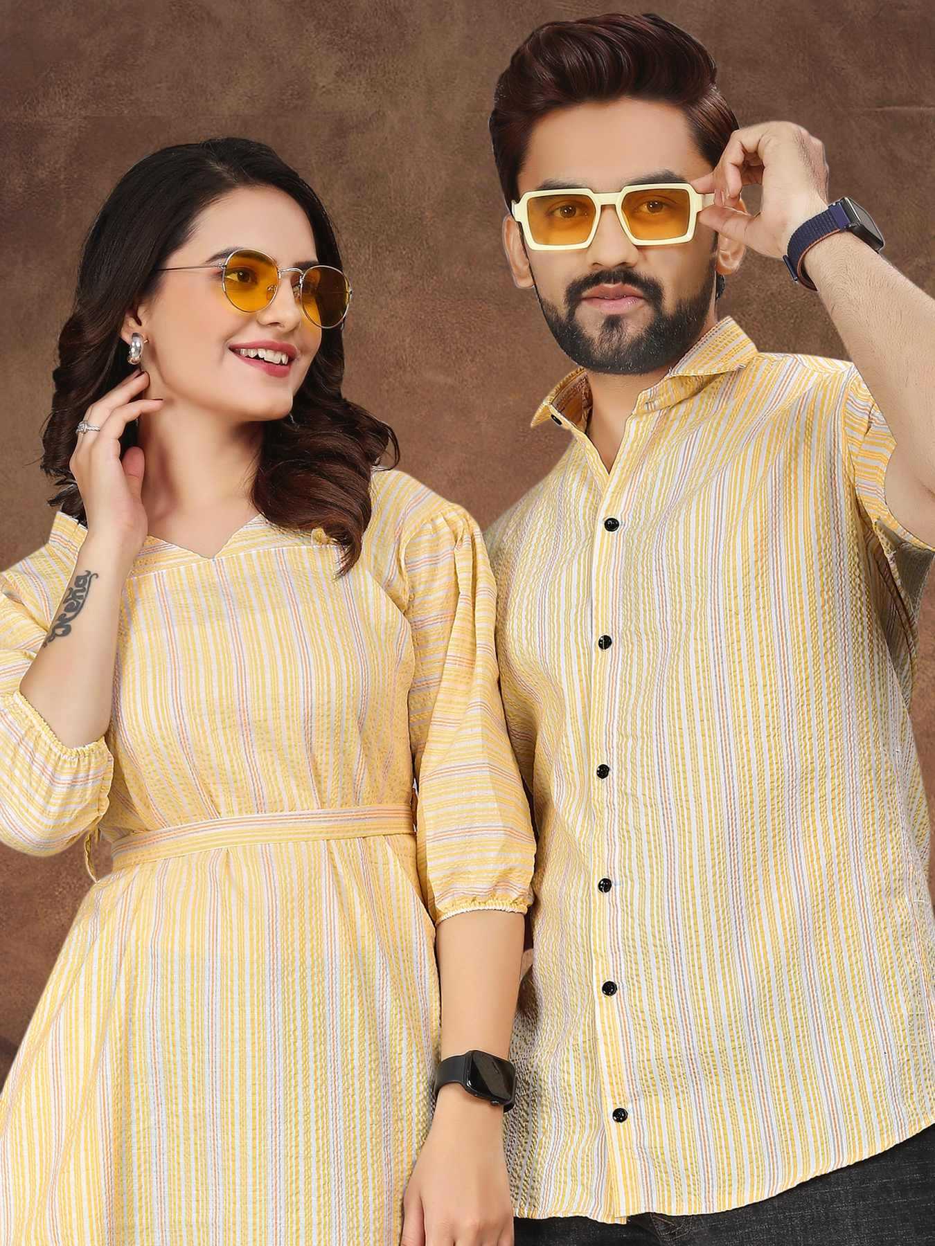 Cotton Couple Matching Ethnic Outfits