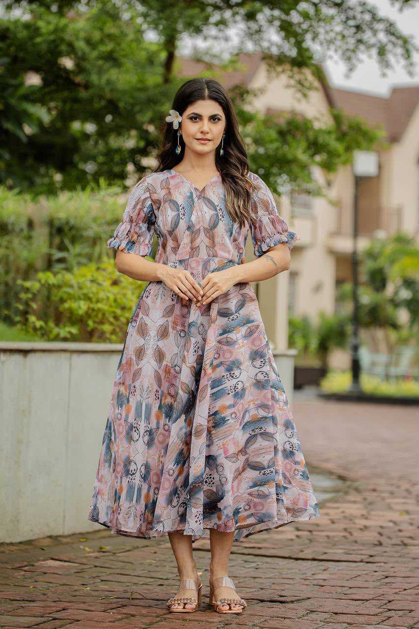 Faux Georgette Printed Gown