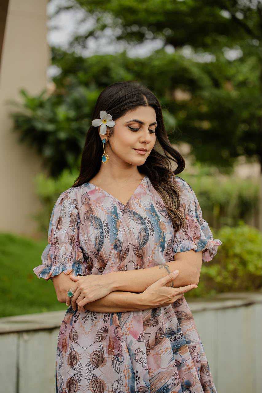 Faux Georgette Printed Gown