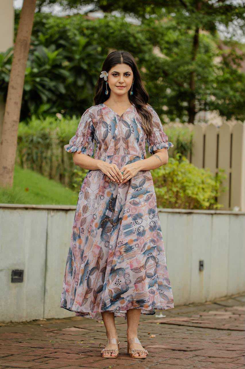 Faux Georgette Printed Gown