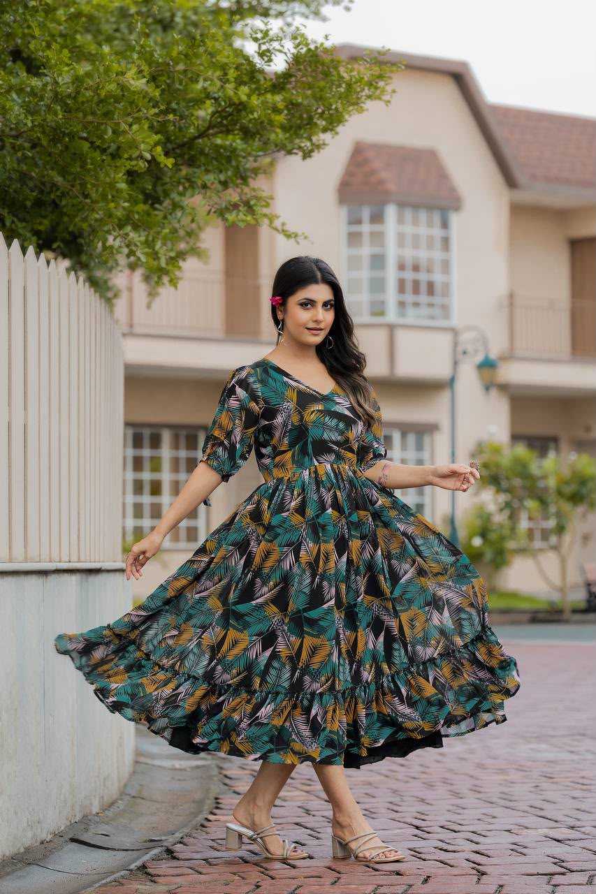 Faux Georgette Printed Gown