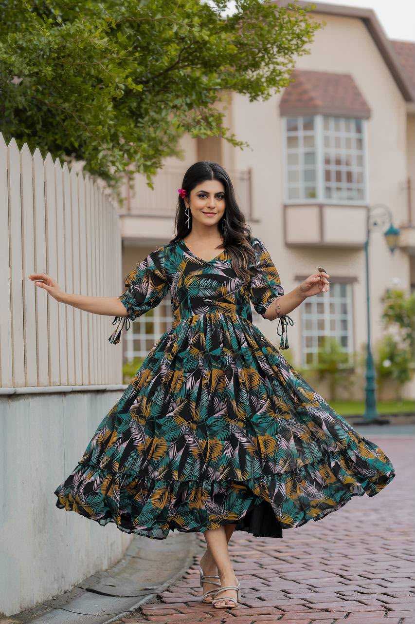 Faux Georgette Printed Gown