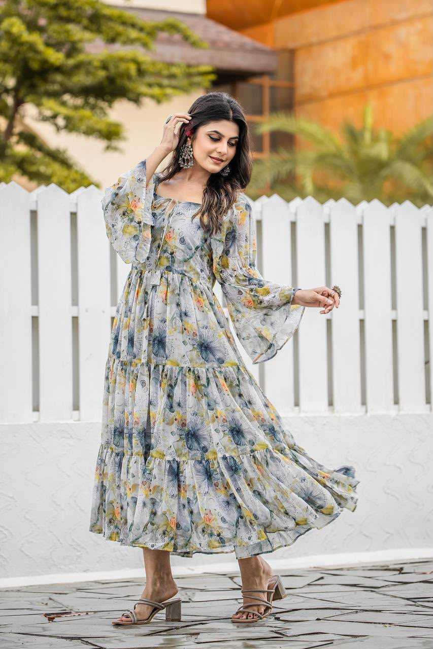 Faux Georgette Printed Gown