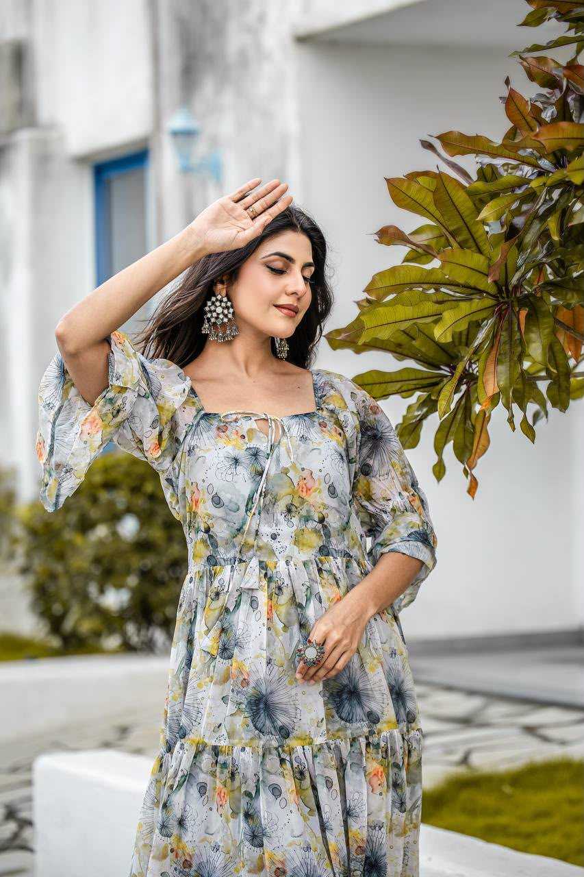 Faux Georgette Printed Gown