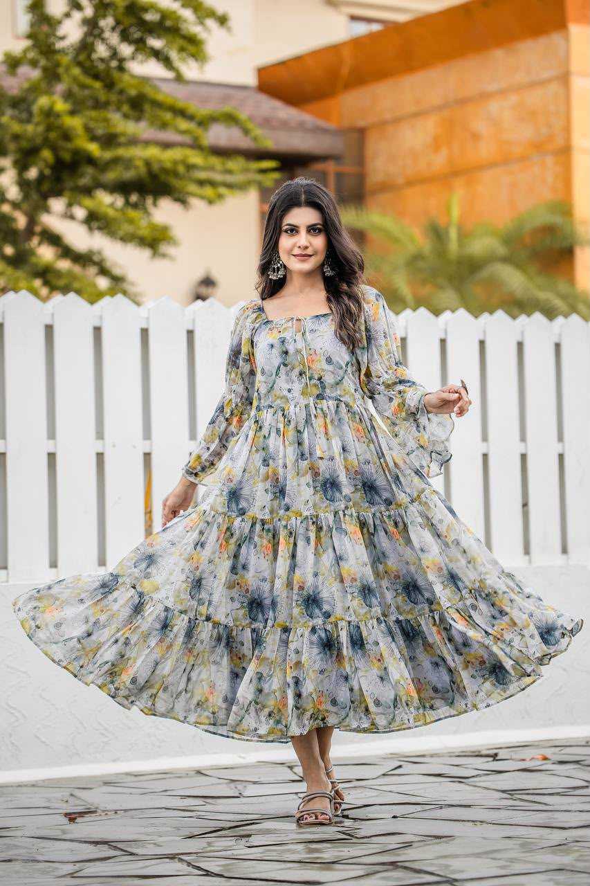 Faux Georgette Printed Gown