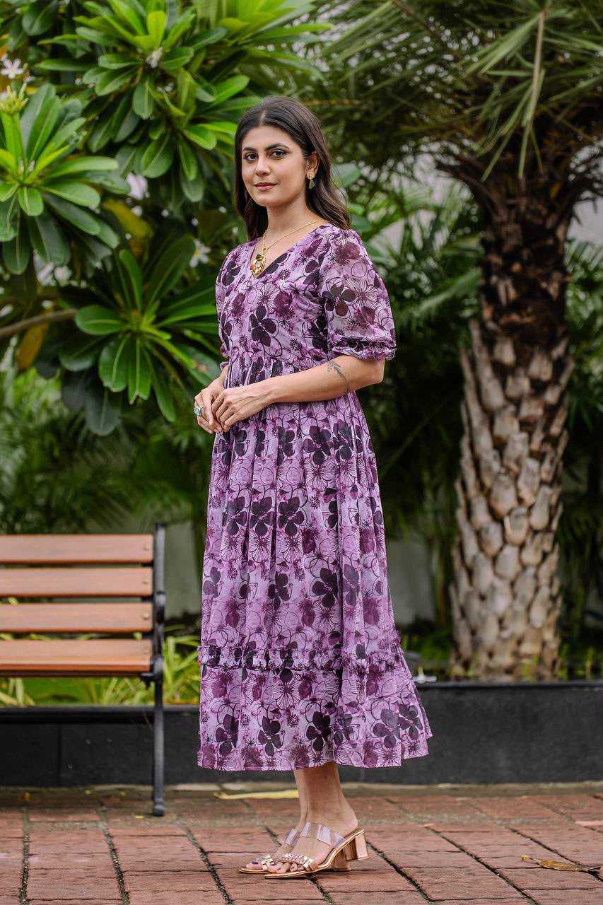 Faux Georgette Printed Gown