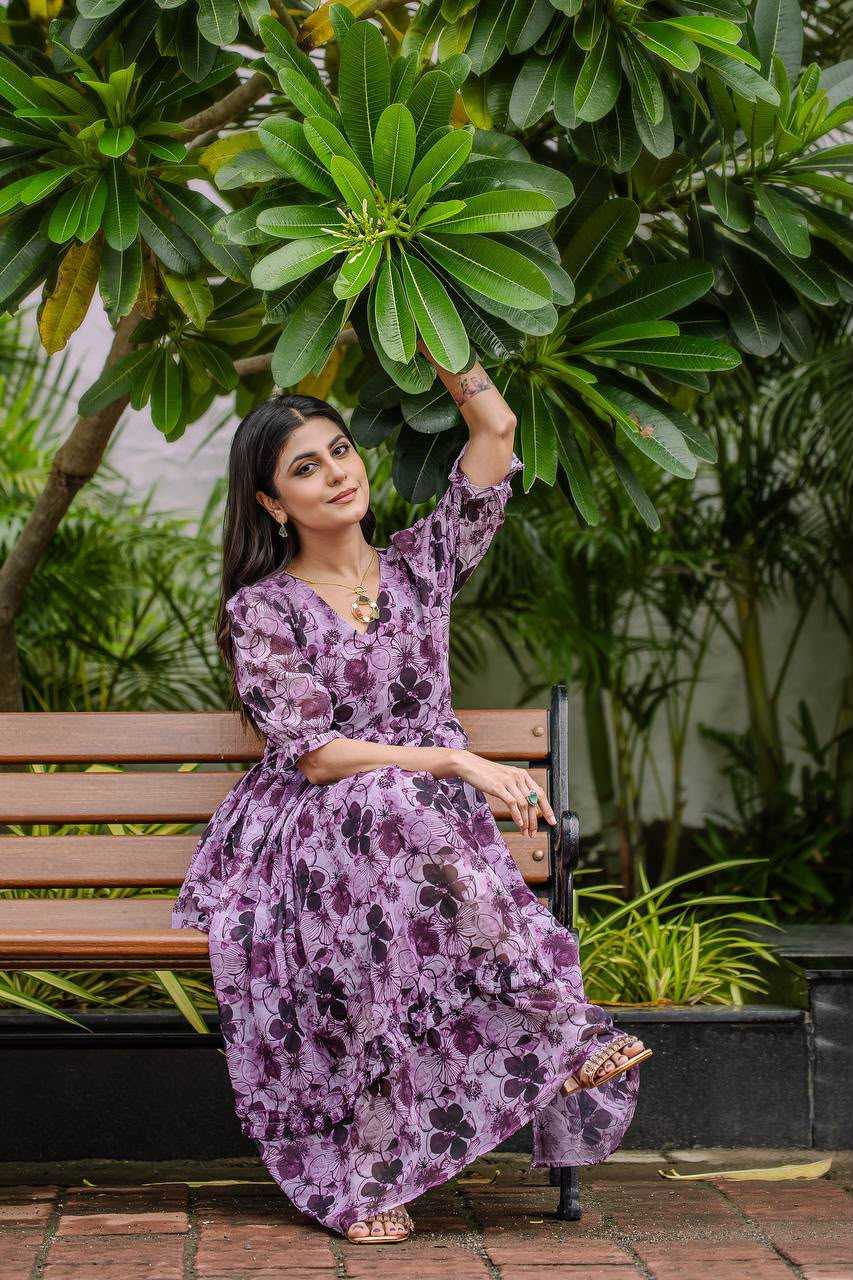 Faux Georgette Printed Gown