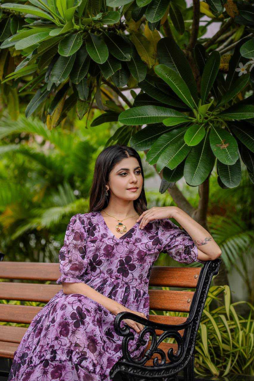 Faux Georgette Printed Gown