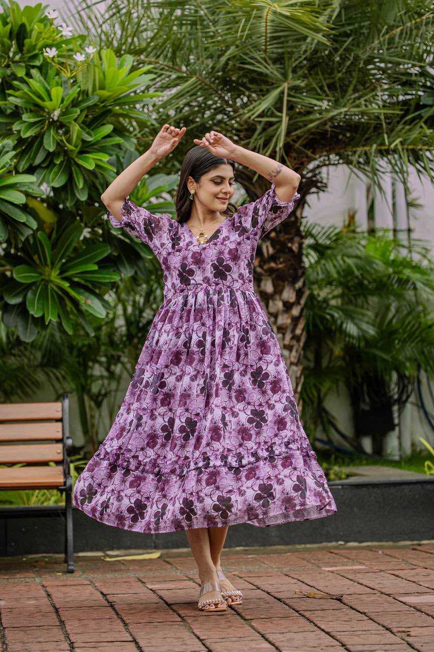 Faux Georgette Printed Gown