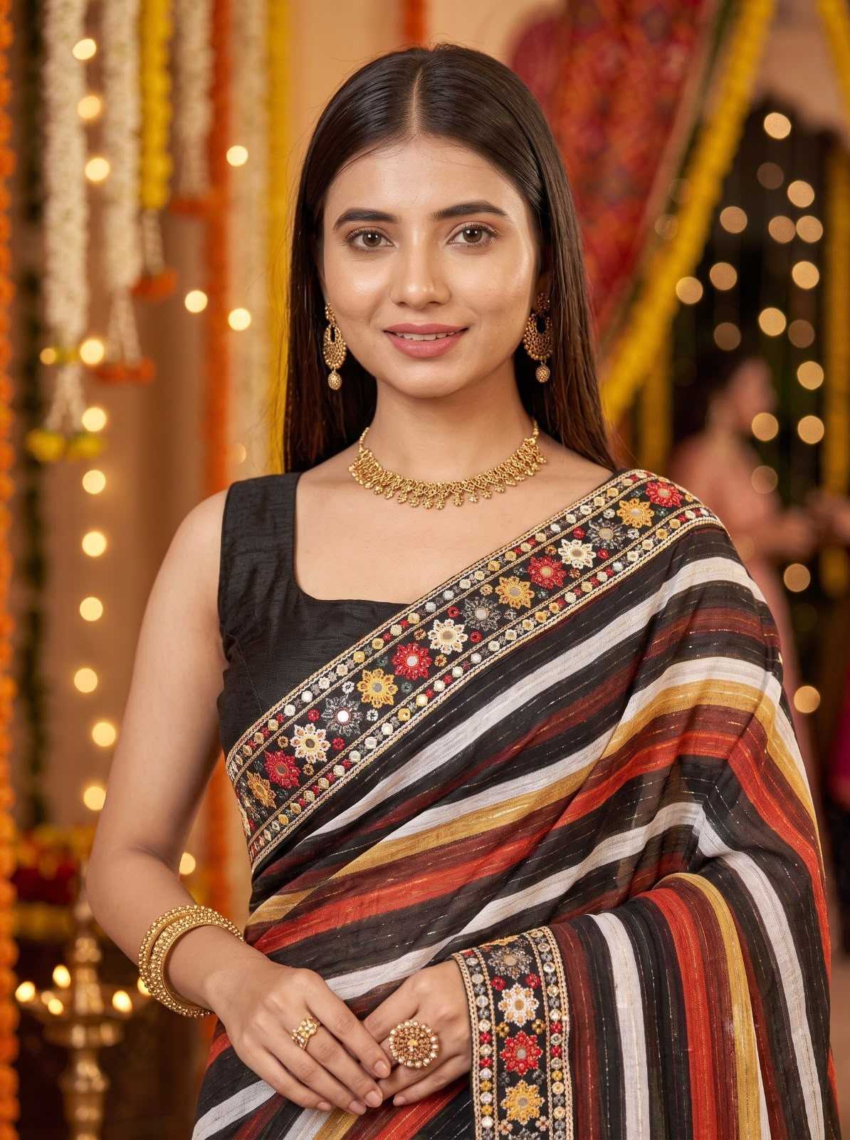 Vichitra Silk Printed Saree