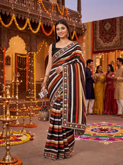 Vichitra Silk Printed Saree