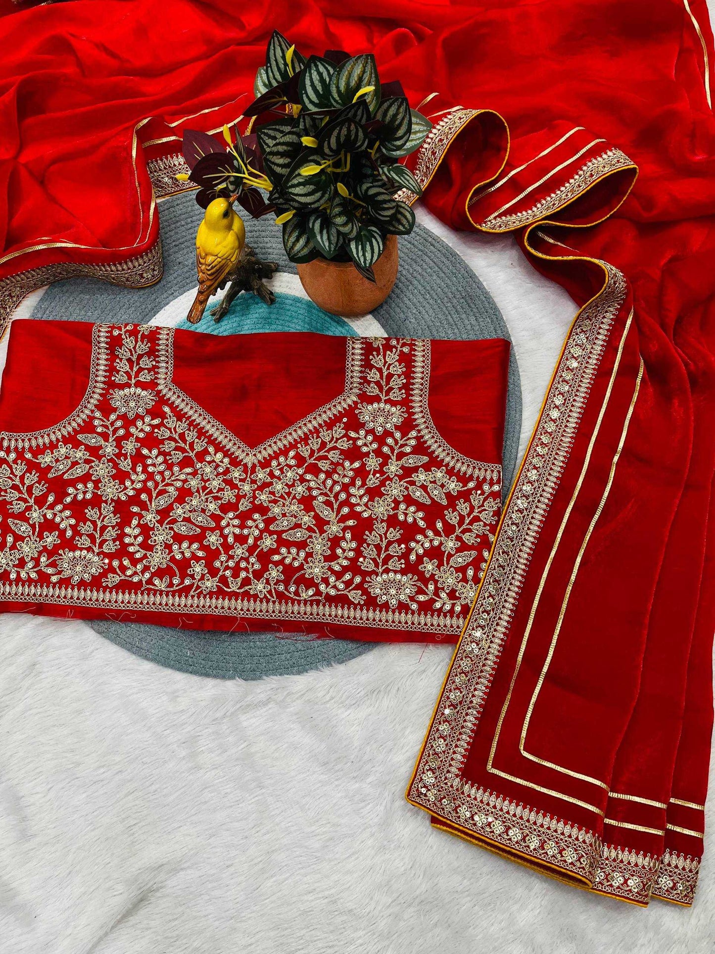 Satin Silk Sequin Saree