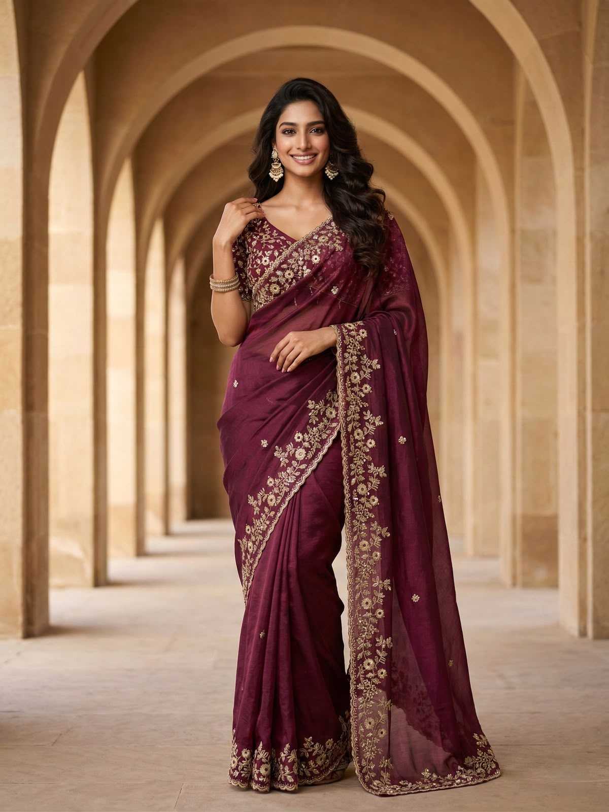 Chiffon Sequin Saree