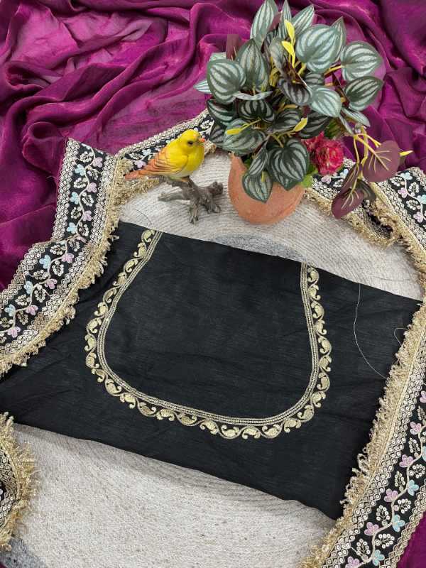 Satin Silk Embroidered Saree