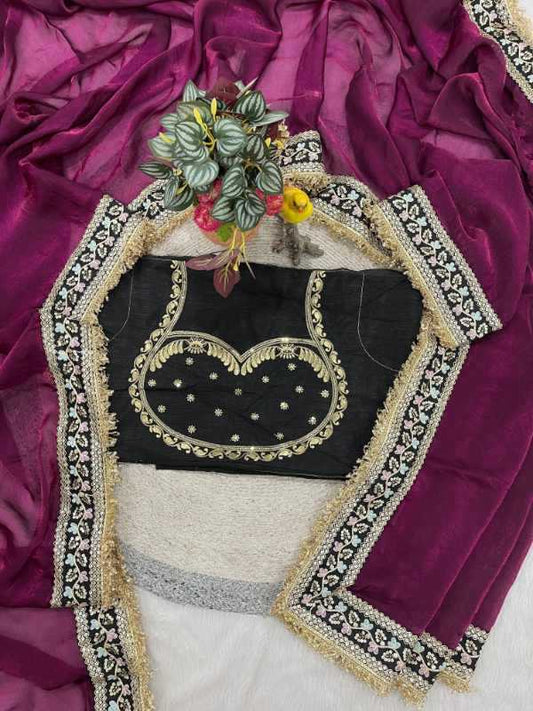 Satin Silk Embroidered Saree