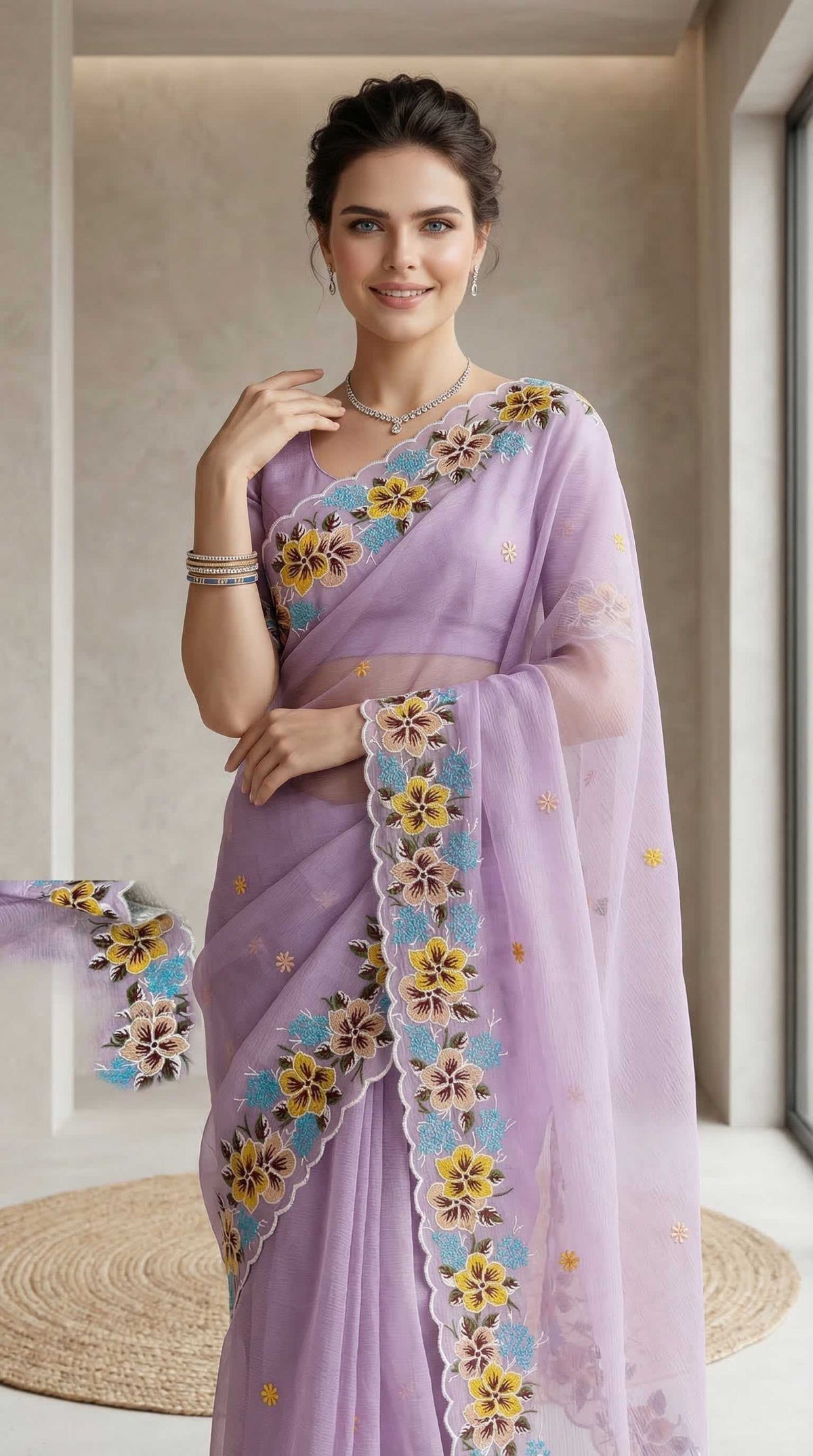 Crush Silk Designer Saree
