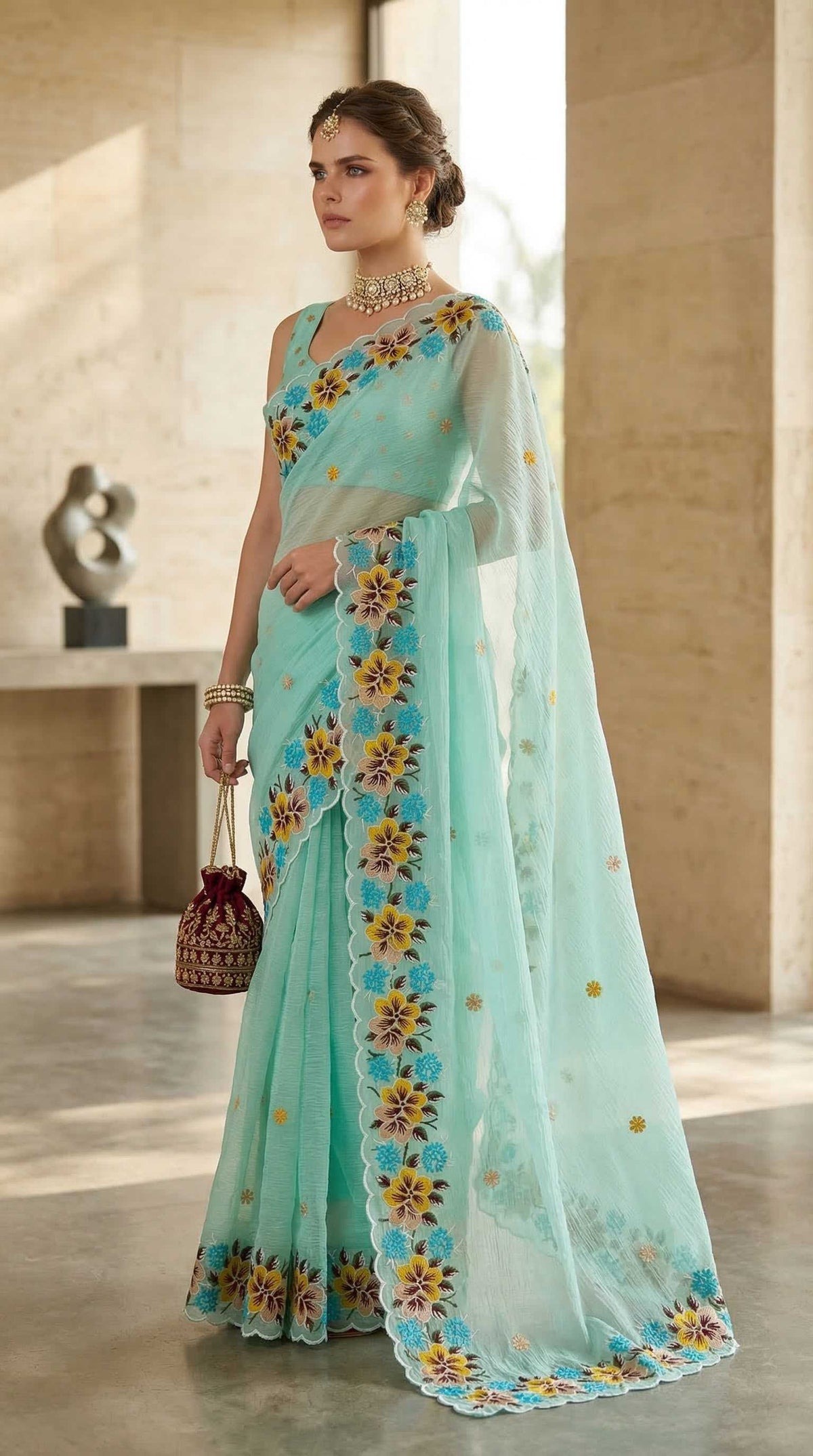 Crush Silk Designer Saree