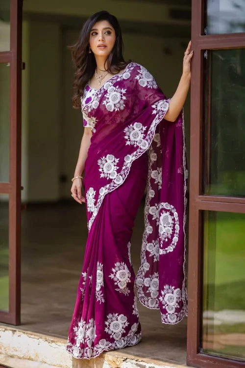 Najari Organza Silk Printed Saree