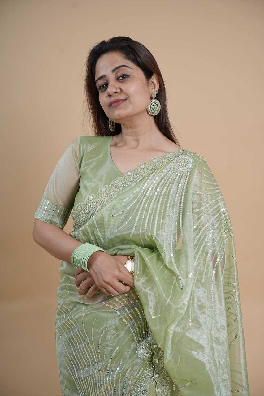 Twill Net Designer Saree