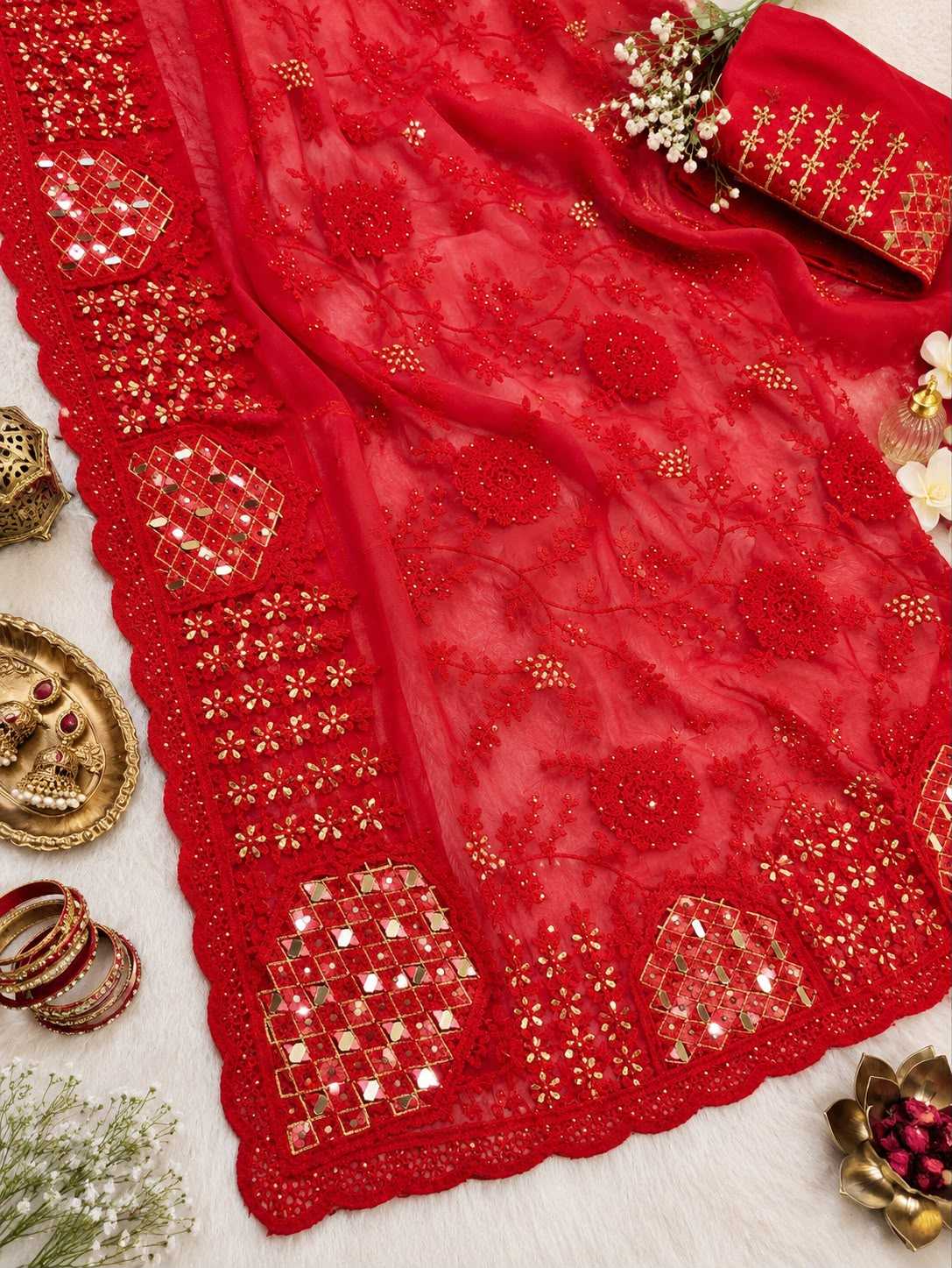 Tilak Butterfly Net Designer Saree